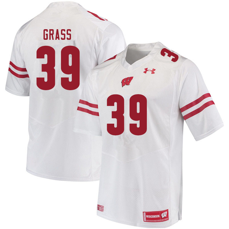 Men #39 Tatum Grass Wisconsin Badgers College Football Jerseys Sale-White